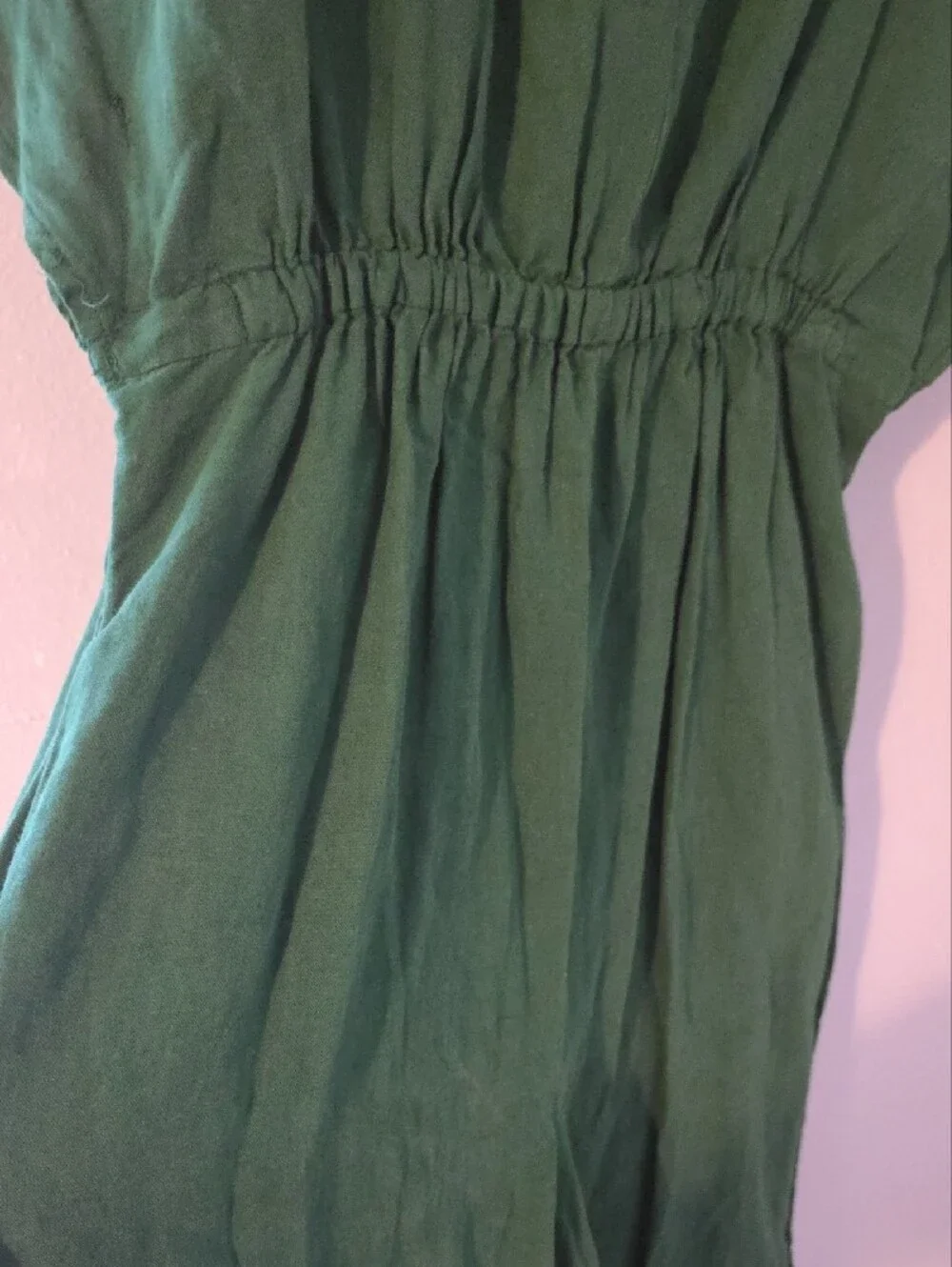 Zara Deep Green V-Neck Wide-Leg Jumpsuit Size M